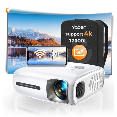 Datashow Bluetooth YABER Pro V7 5G WiFi Projektör, Otomatik 6D Yamukluk Düzeltme