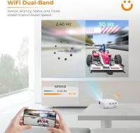 Datashow Bluetooth YABER Pro V7 5G WiFi Projektör, Otomatik 6D Yamukluk Düzeltme